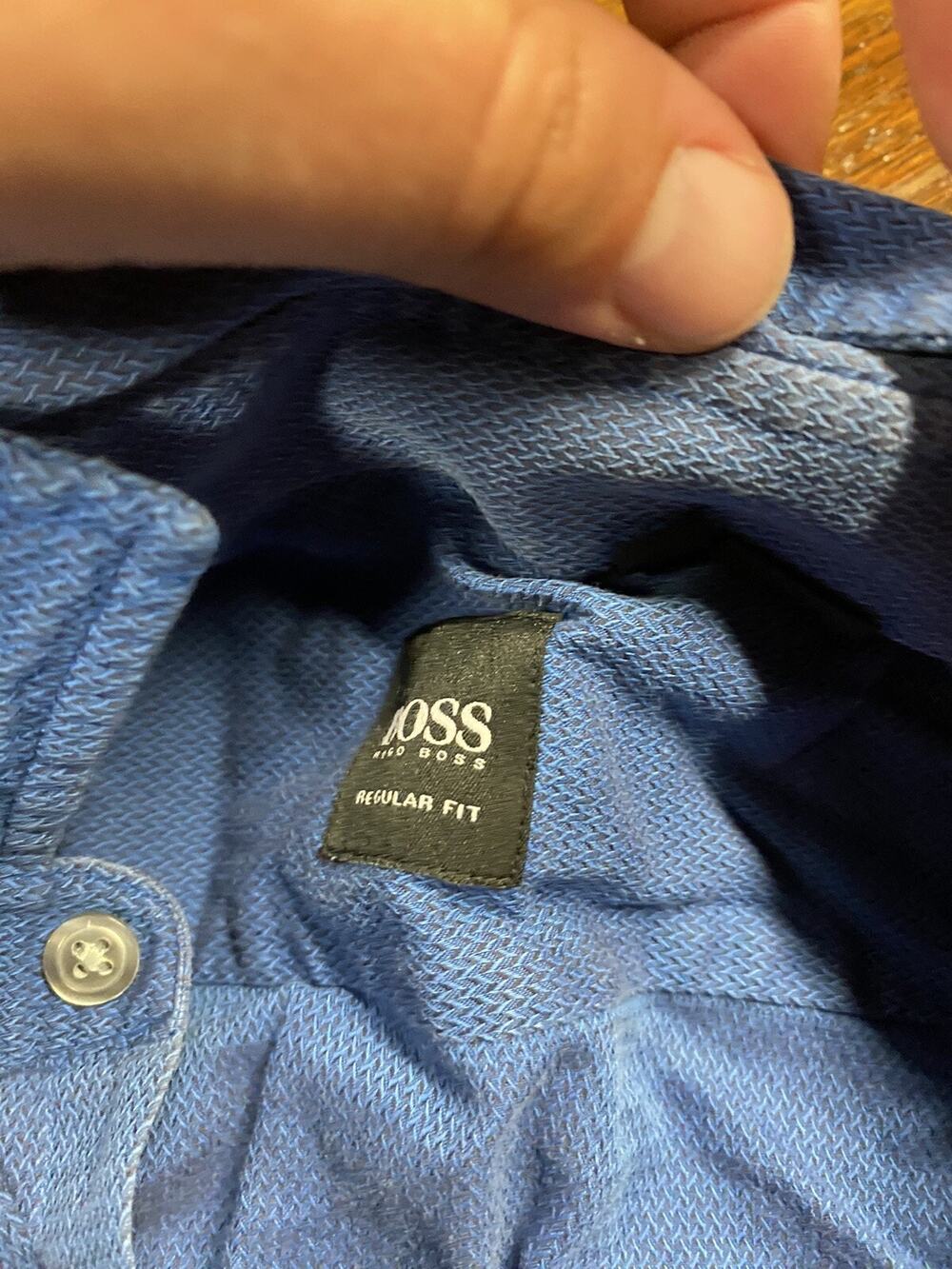 Hugo Boss Mens Shirt Size L Blue Button Down Long Sleeve